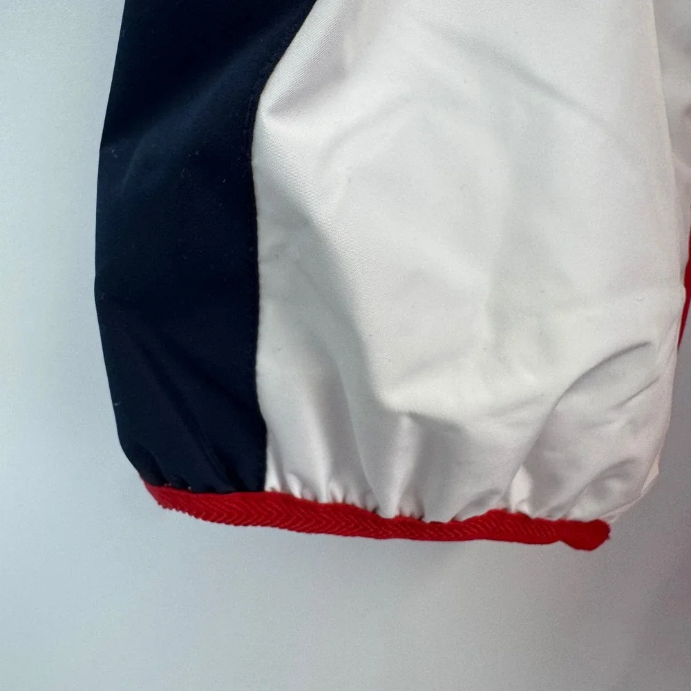 Tommy Hilfiger Sport Mens XL Colorblock Hooded Windbreaker Jacket Red White Blue